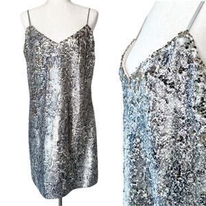 Cupcakes&Cashmere Flip Sequin Party Dress Snake Print Gold Lined Size S ✨NWT
